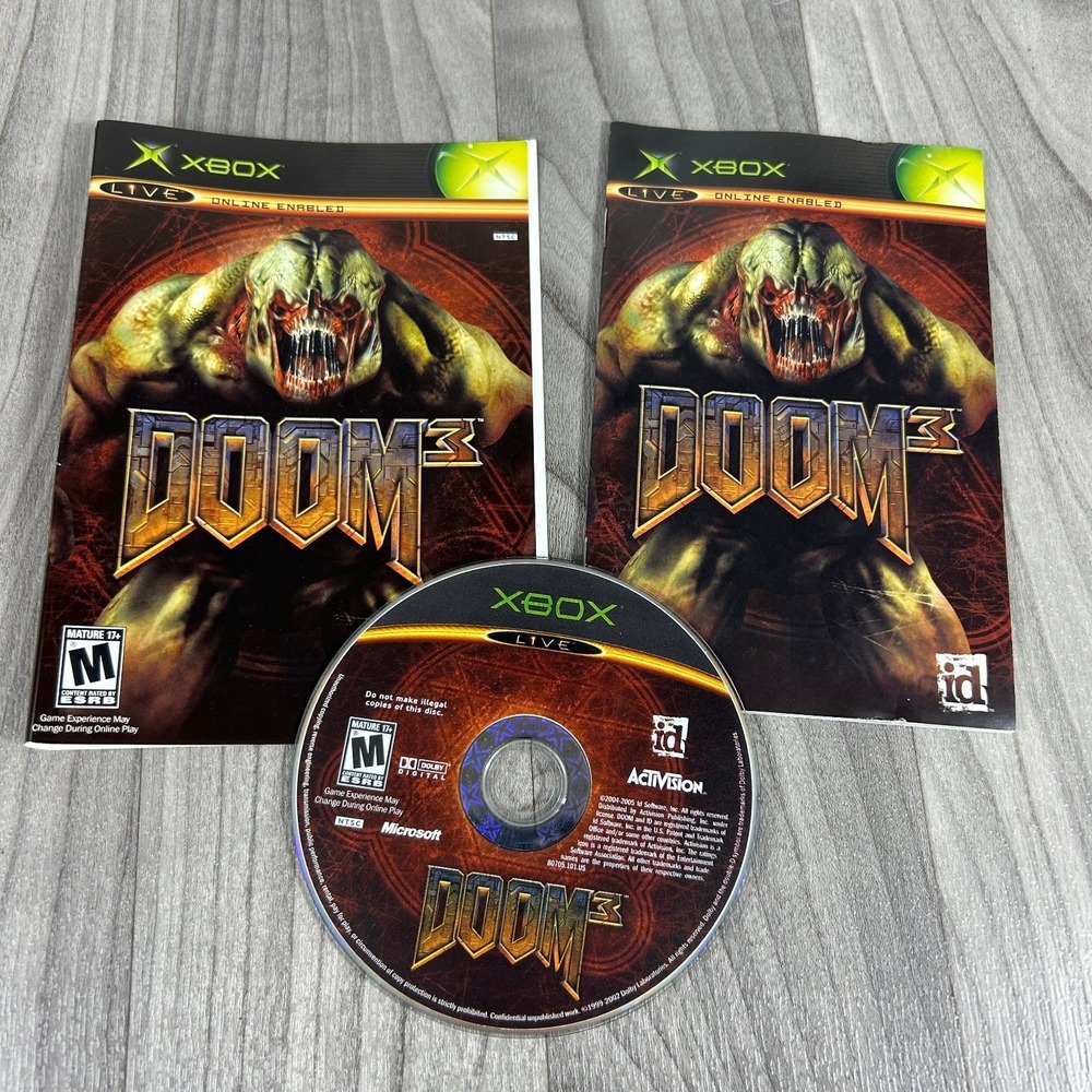 Doom 3 Xbox Video‎ Game FPS Action Horror Multiplayer Disk Manuals Only